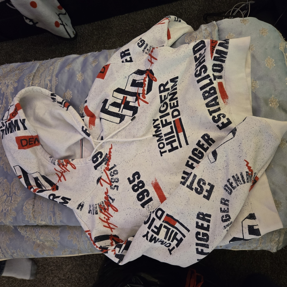 Tommy Hilfiger Cropped White Graphic Hoodie